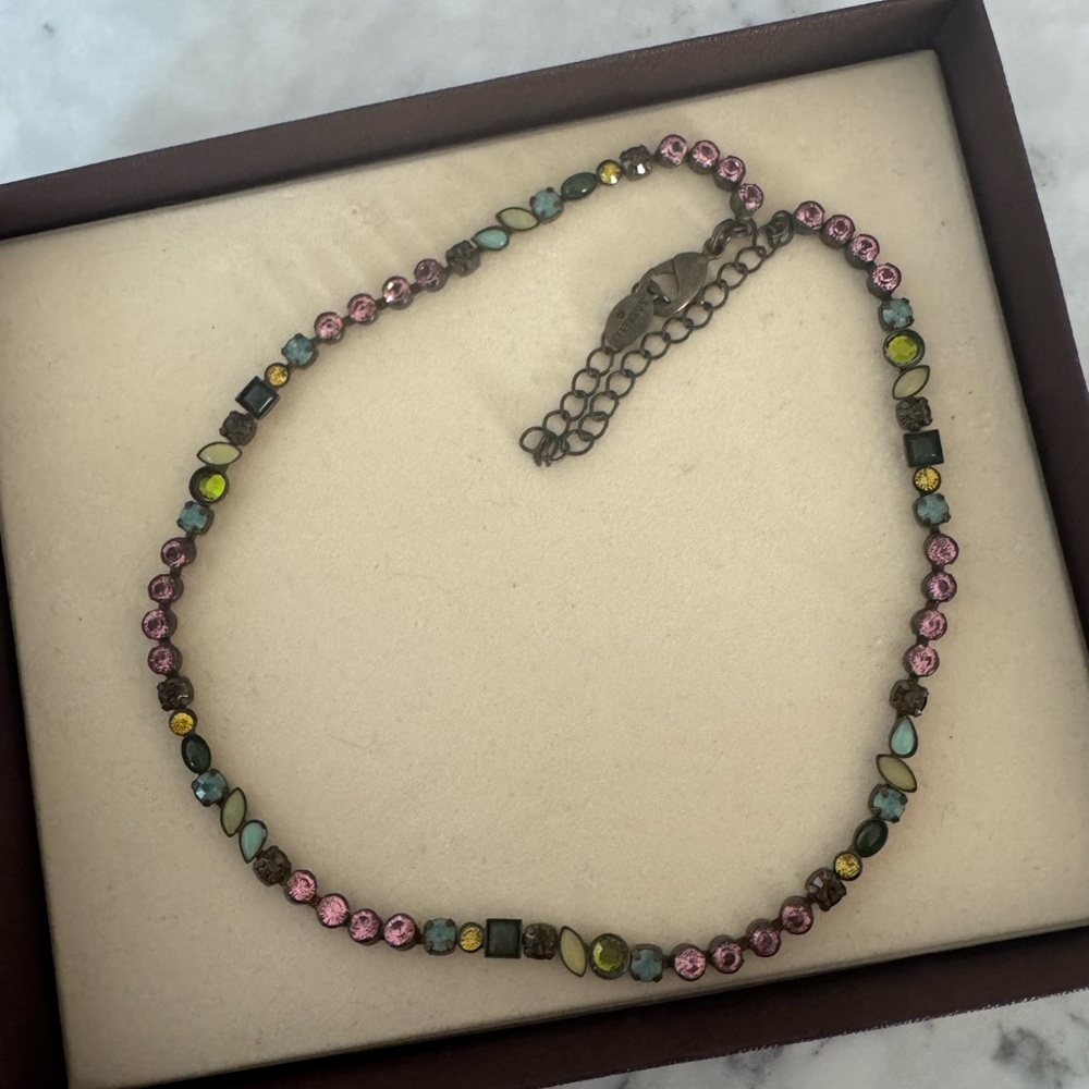 Sorrelli Pink and Green Gemstone Necklace